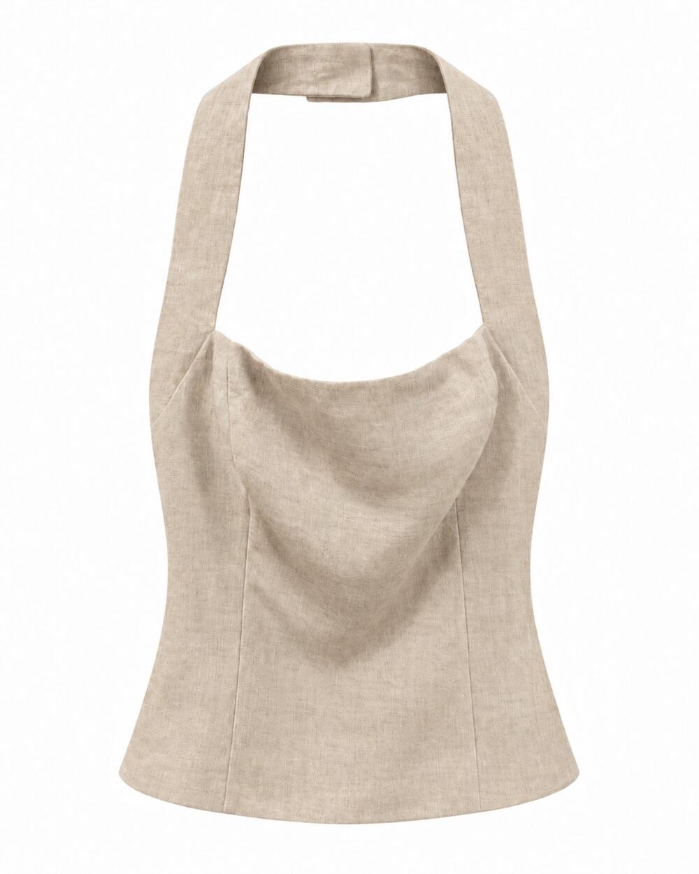 Aritzia Wilfred Whisper Linen Halter Top XS Cream 100% Linen Smocked Bustier
